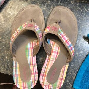 Sperry multi color flip flops size 8